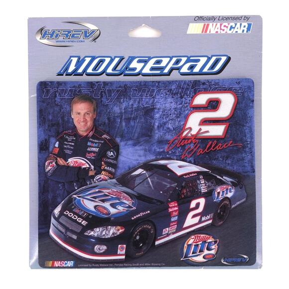 Rusty Wallace Miller Lite computer mousepad NASCAR Y2K 2000s vintage - Picture 1 of 7
